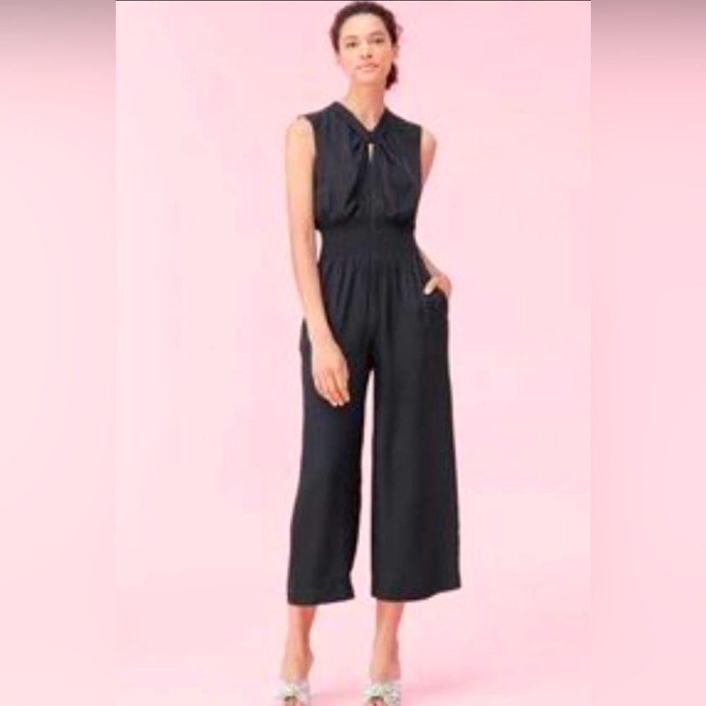 Rebecca Taylor Black Heart Silk Jumpsuit | Small | Used | Cropped